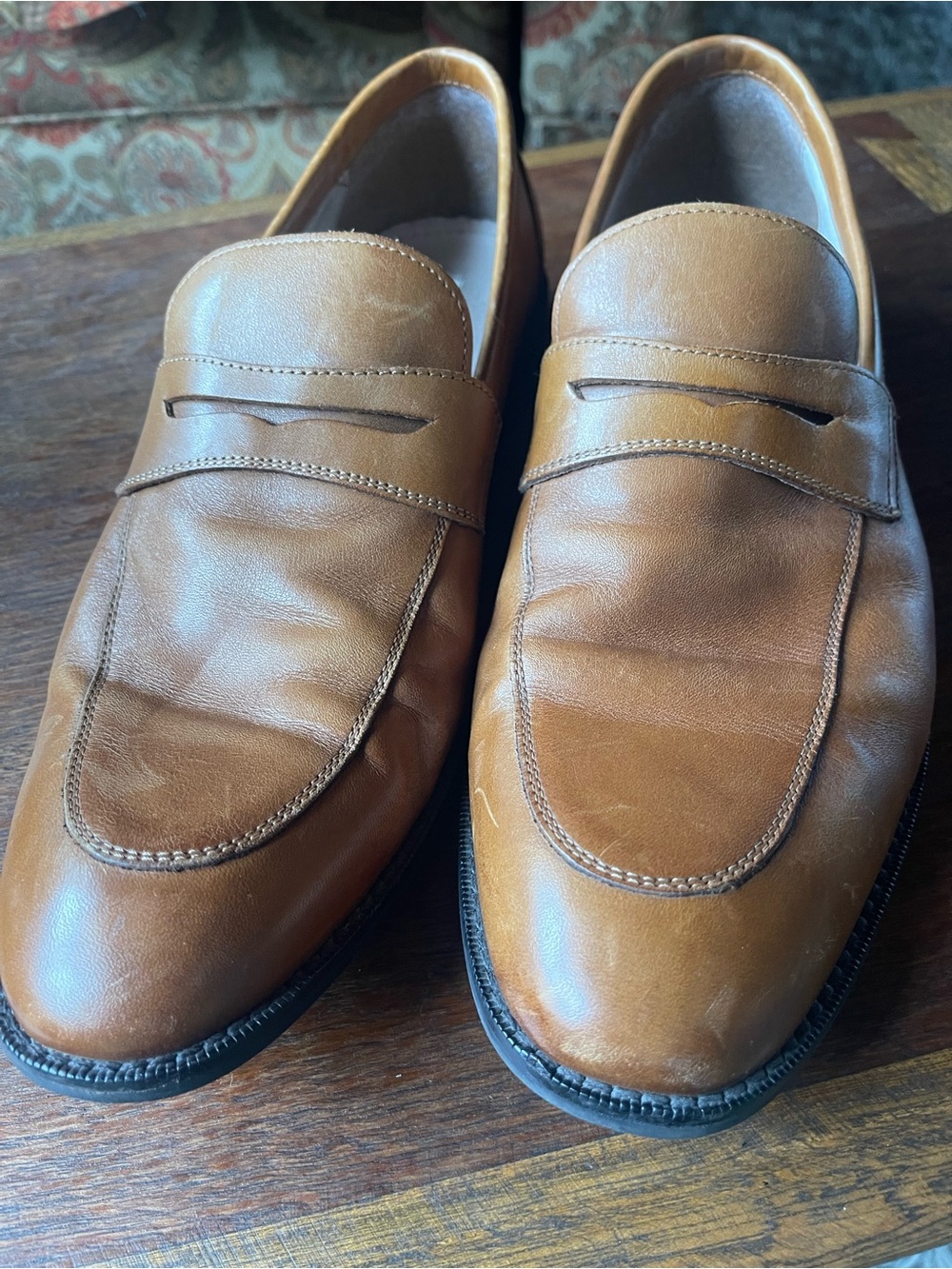 Joseph Abboud Cognac Leather Penny Loafers9.5